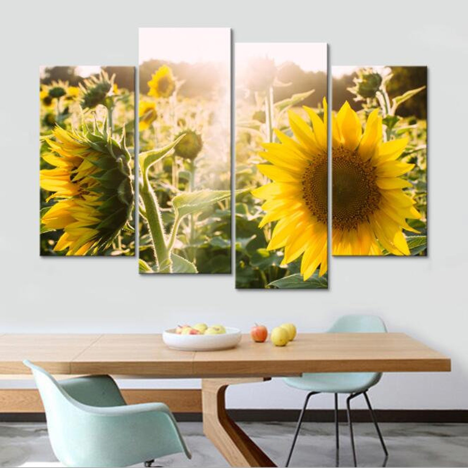 4 Panels HD Multi Panels Canvas Sunflower Print Home Wall Etsy