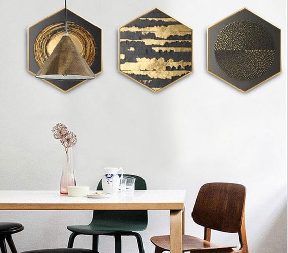 Luxury Hexagon Canvas Art 3D Abstract Photo Printed Home Wall Etsy