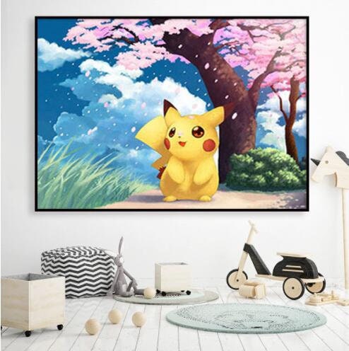 Kit Pintura com Diamantes  Chaveiro Desenho Animado Pikachu 7,5x7