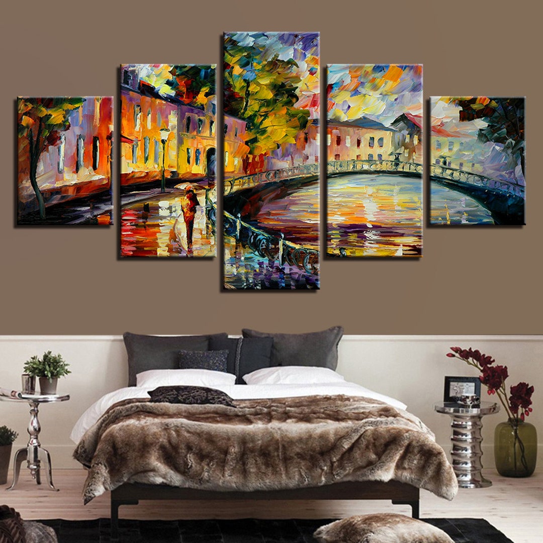 5 Panel Canvas Art Bridge Oil Painting HD Multi Panels Canvas Etsy