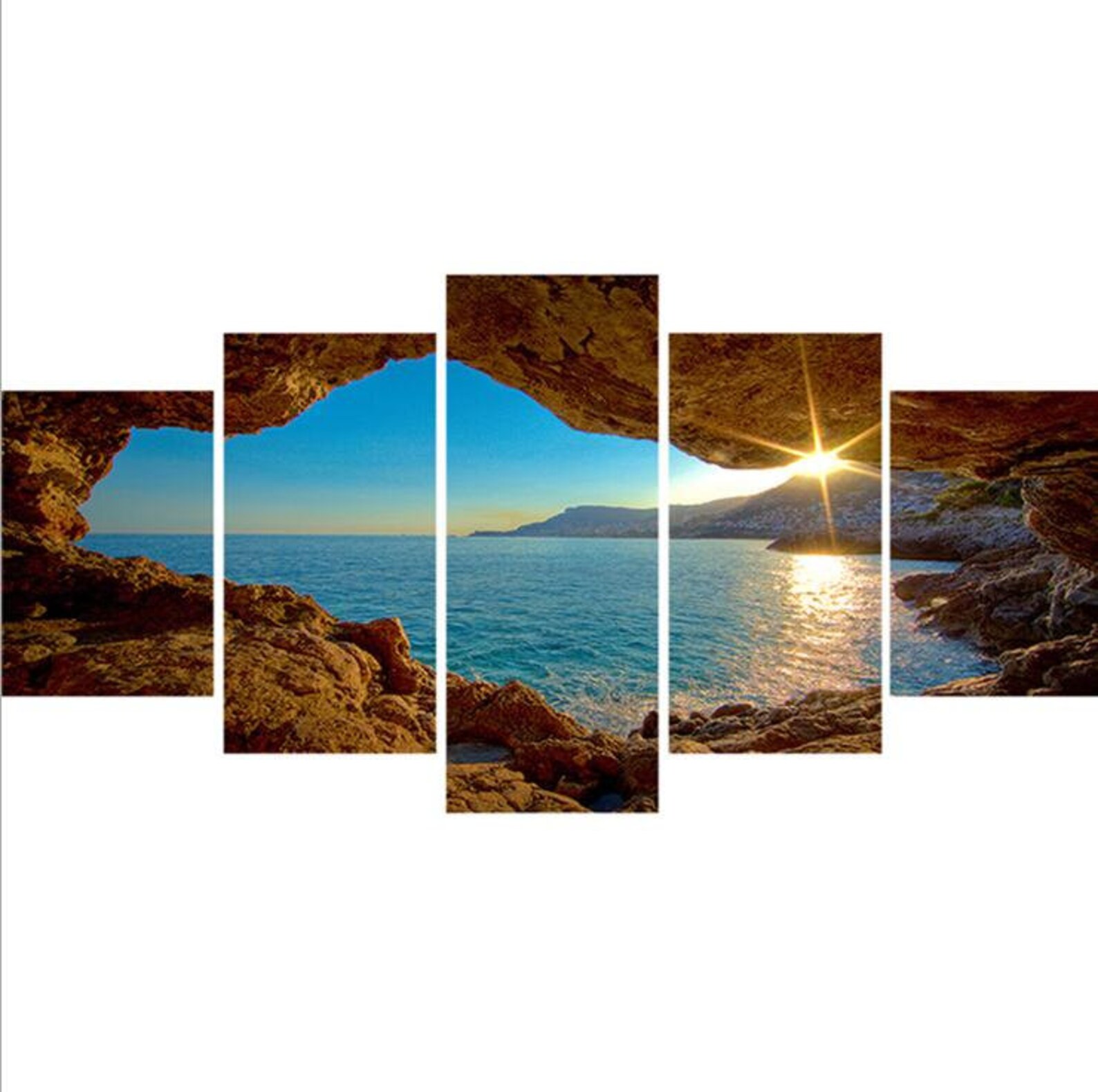 5 Panel Canvas Art Sea Cave HD Multi Panels Canvas Print Wall Decor 5