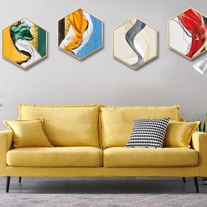 Abstract Hexagon Canvas Print for Bedroom Living Room Wall - Etsy
