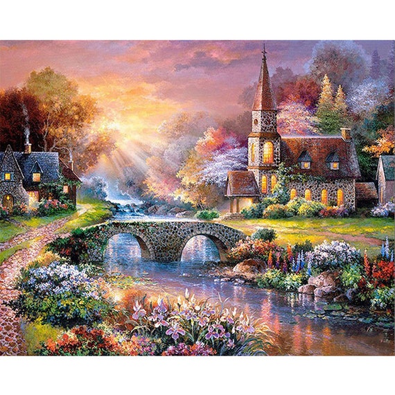 Cheap 5d Diamond painting Embroidery Cross Stitch Castle Pictures of  Rhinestones Diamond Art Painting Kits Landscape Decor for Home