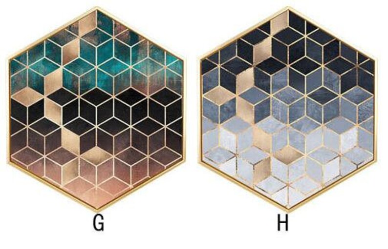 Luxury Abstract Geometric Hexagon Canvas Art Photo Printed Etsy