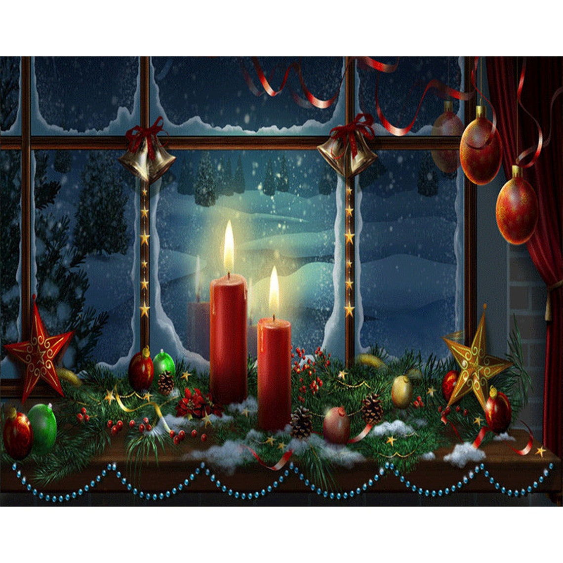 5D Diamond Painting Christmas Candlelight Resinstones - Etsy