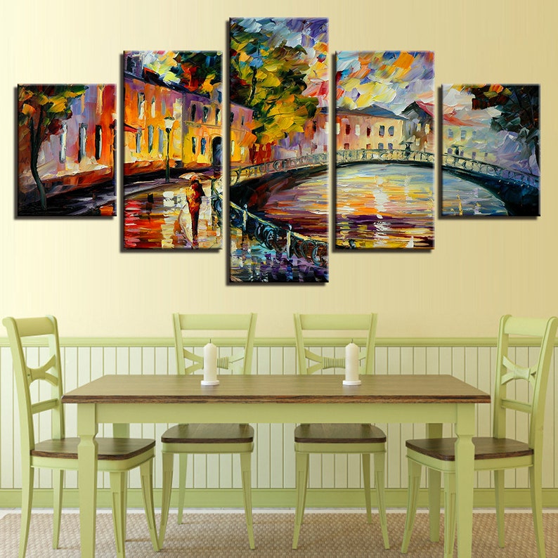 5 Panel Canvas Art Bridge Oil Painting HD Multi Panels Canvas Etsy