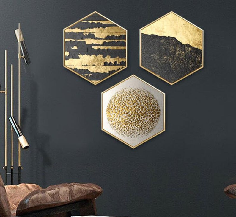 Luxury Hexagon Canvas Art 3D Abstract Photo Printed Home Wall Etsy