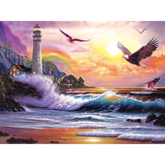 DIY Full Diamond Painting Wave Lighthouse Eagle 5D Resinstones