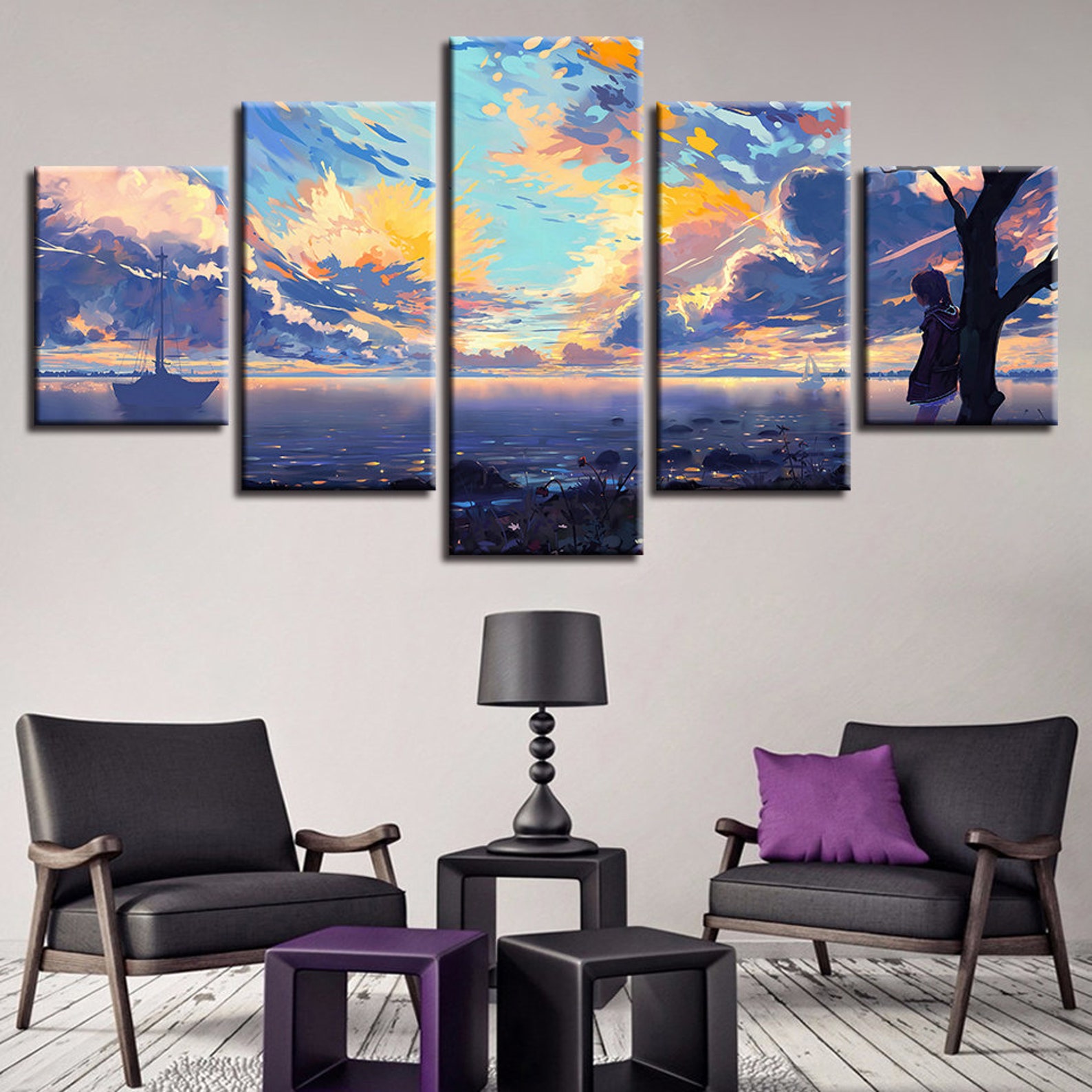 5 Panels Canva Art Multi Panels Canvas Print Wall Decor 5 Etsy