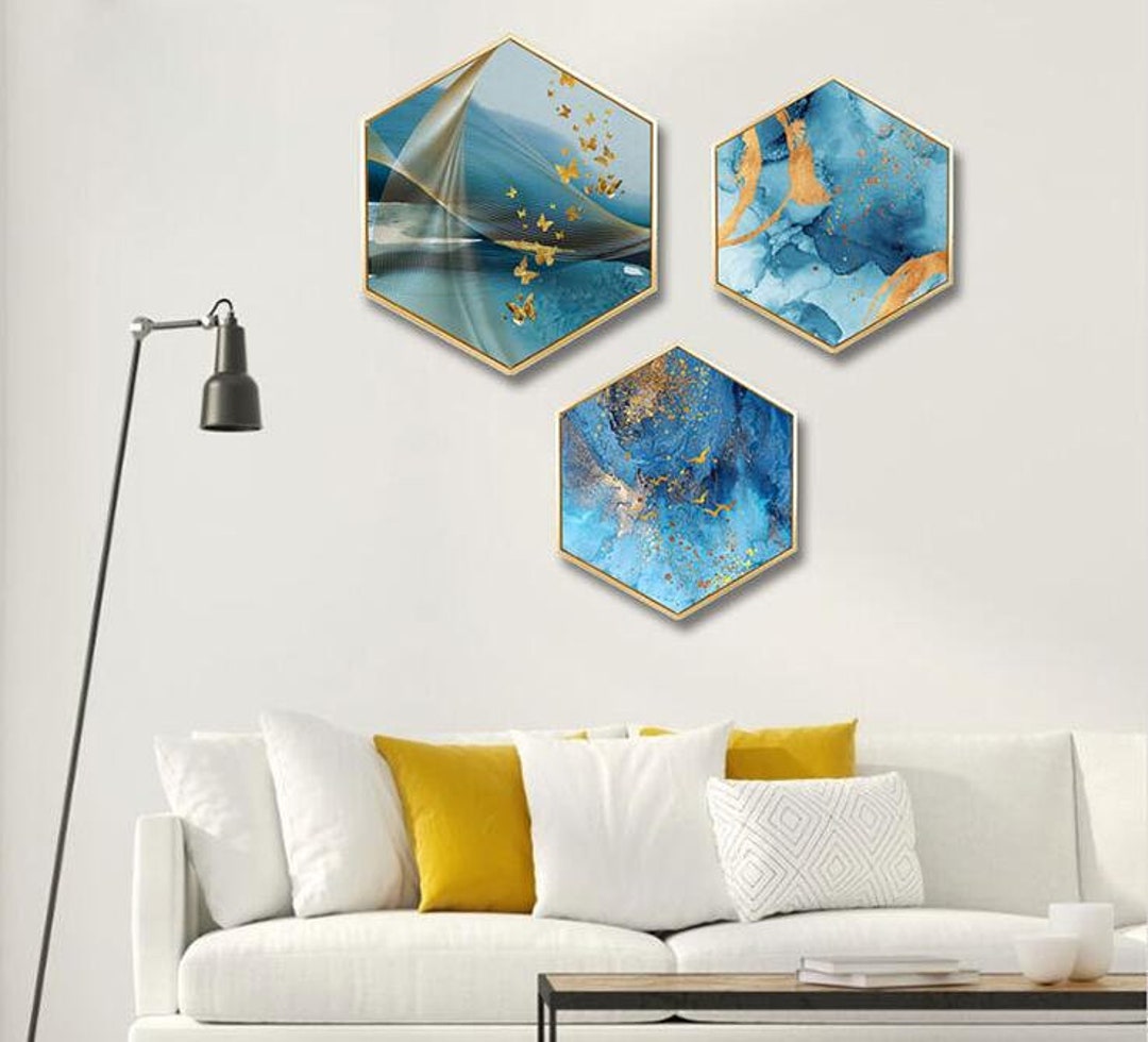 Hexagon Canvas Painting Wall Decor Canvas Prints Art Wall Etsy