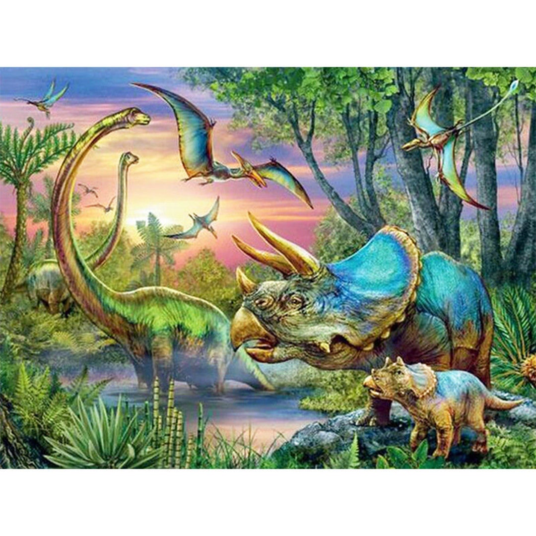 Full Round Drill Diamond Painting - Small Dinosaur - 15*15cm