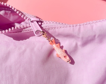 Pink Fancy Fish Bag Charm Zipper Pull