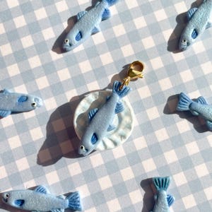 Blue Fancy Fish Bag Charm Zipper Pull