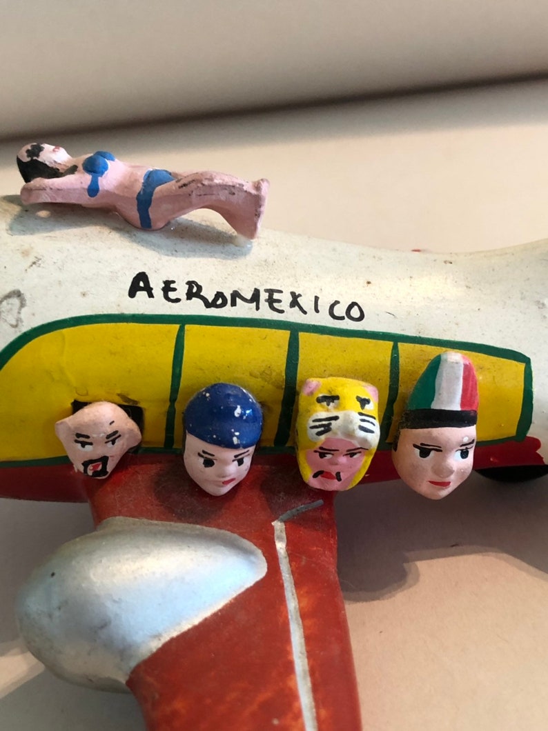 Vintage Aero Mexico Airlines Pottery Airplane Figure, Aviation