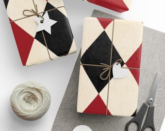 Harlequin Queen of Hearts Wrapping Paper: Whimsical Gift Wrap