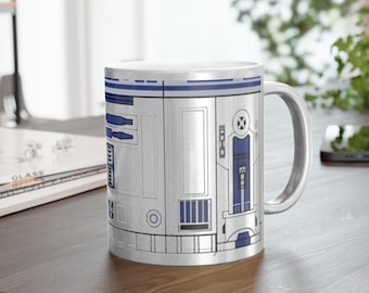 Metallic R2-D2 Coffee Mug: Sleek Silver Ceramic Star Wars Fan Gift