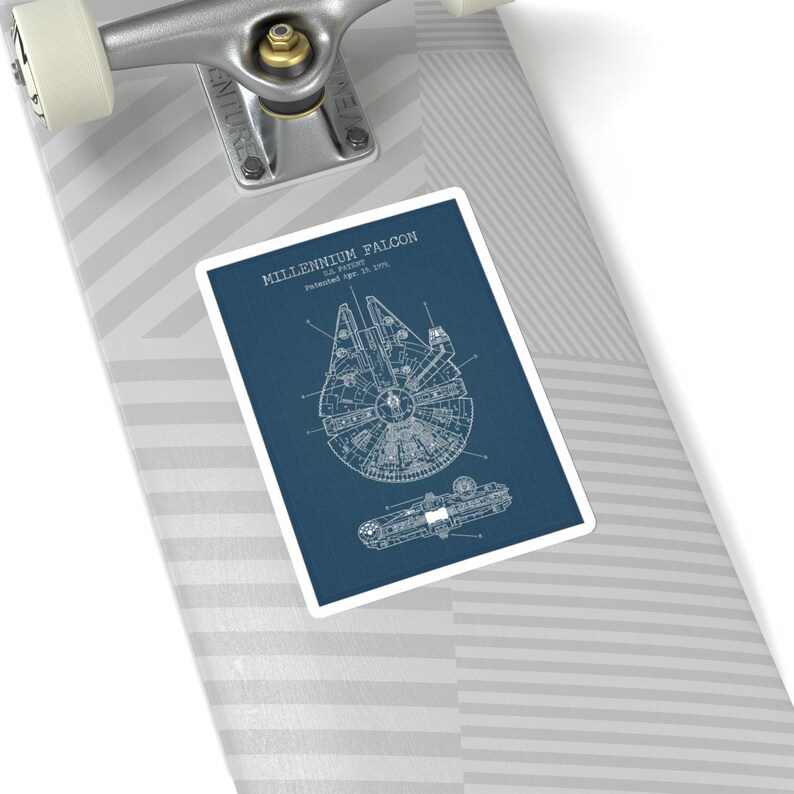 Star Wars Millennium Falcon Blueprint Sticker Patent Design, Geek Decor