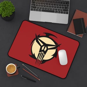 Desk Mat, Mandalorian skull design, Mouse Pad, Office Decor, Gaming Desk Pad, Desk Accessory, Star Wars Gift