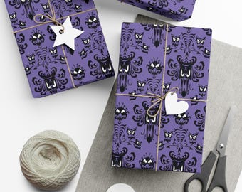 Haunted Mansion Wallpaper Wrapping Papers - Spooky Halloween Gift Wrap, Gothic Home Decor, Scary Party Supplies, Vintage Horror Theme,