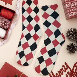 Meias de palhaço da Rainha de Copas Fuzzy Harlequin, fantasia de carnaval de bobo da corte, cosplay de palhaço engraçado, tema de carta de baralho, calçados com estampas inovadoras