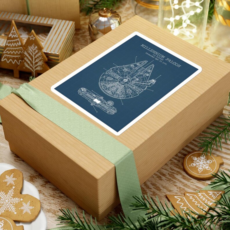 Star Wars Millennium Falcon Blueprint Sticker Patent Design, Geek Decor