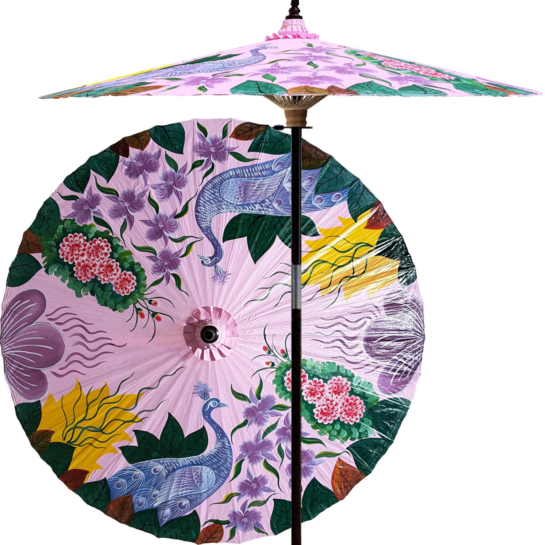 Patio Umbrella 7ft Hand Painted And Handmade Peacock Garden Etsy