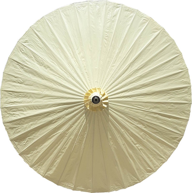 Patio Umbrella 7ft Hand-painted and Handmade Vanilla White Outdoor Umbrella Handmade From Bamboo and Hardwood