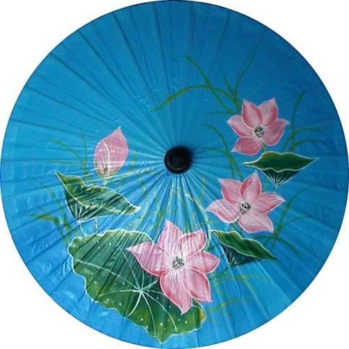 28 "Pond Lotus Tradizionale Thai Umbrella Ombrello asiatico impermeabile Nozze Accessori Ombrelli 