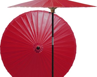Patio Umbrella 7ft Hand-painted and Handmade Vanilla White Outdoor Umbrella Handmade From Bamboo and Hardwood