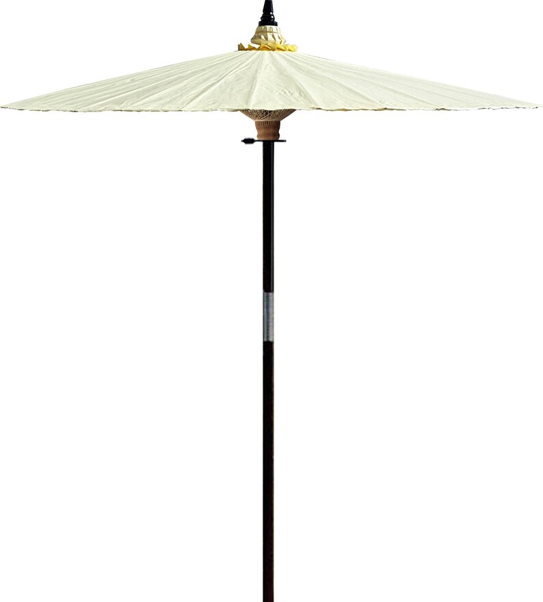 Patio Umbrella 7ft Hand-painted and Handmade Vanilla White Outdoor Umbrella Handmade From Bamboo and Hardwood