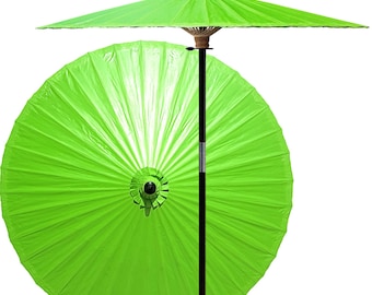 Patio Umbrella 7ft Hand-painted and Handmade Vanilla White Outdoor Umbrella Handmade From Bamboo and Hardwood
