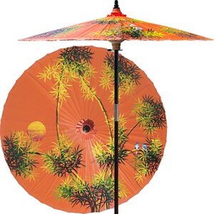 Patio Umbrella 7ft Hand-painted and Handmade Vanilla White Outdoor Umbrella Handmade From Bamboo and Hardwood