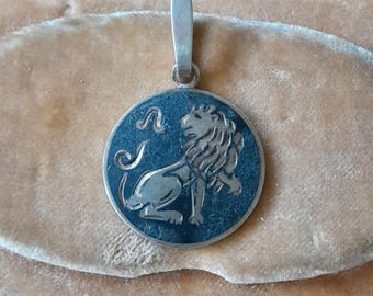 Old Vintage Russian Kubachi Silver 875 Zodiac Sign Leo Pendant