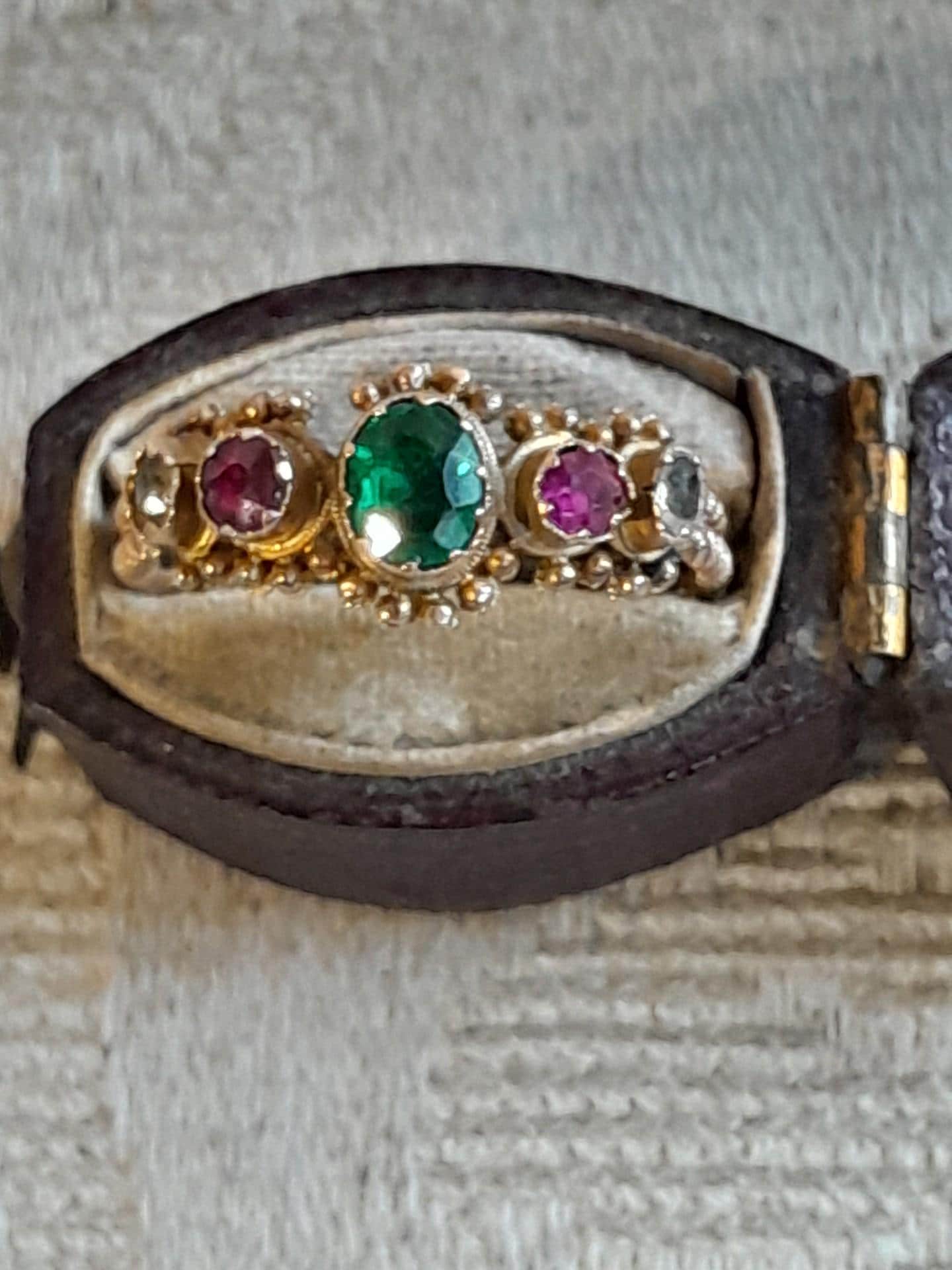 Antique Georgian 15ct Gold Ring With Ruby, Chrysoberyl, Boxed, Iconic, Beautiful