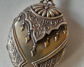 Antique Art Nouveau Jugendstil Sterling Silver Gilt Intricate Locket Pendant, Rare Find