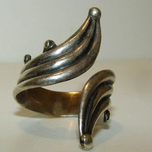 Fab Vintage Sterling Silver Mexico Taxco Modernist Bypass Ring