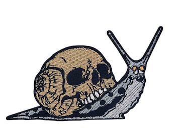 Skull Snail Iron On Patch - Embroidered Animal Applique