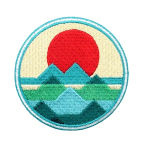 Embroidered Sunrise From Sea Circle Patch Iron On Sew On