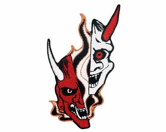 Embroidered Japanese Hannya Oni mask Patch  Iron on Sew On Clothes Crafts