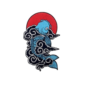 Embroidered Japanese Koi Fish Patch Iron on / Sew on Applique