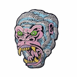 The Roaring Gorilla  Iron On Patch Embroidered Applique Sewing