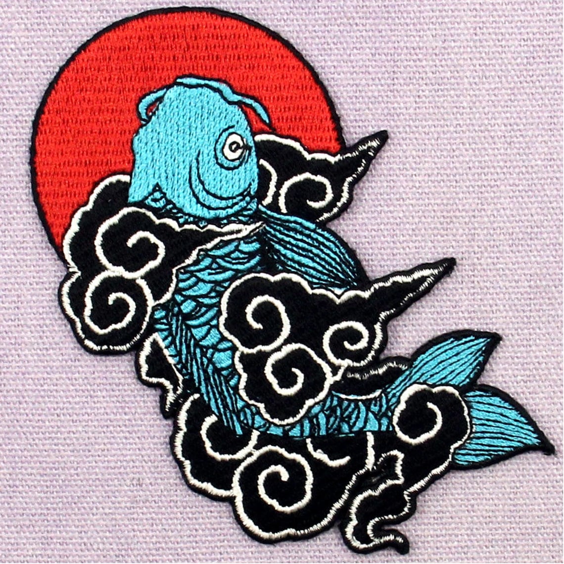 Embroidered Japanese Koi Fish Patch Iron on / Sew on Applique Etsy