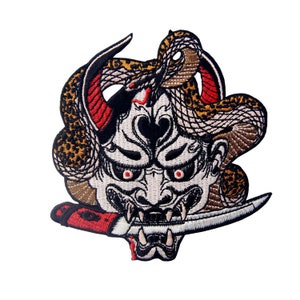 Hannya oni mask  Embroidered Badge Iron On Sew On Emblem