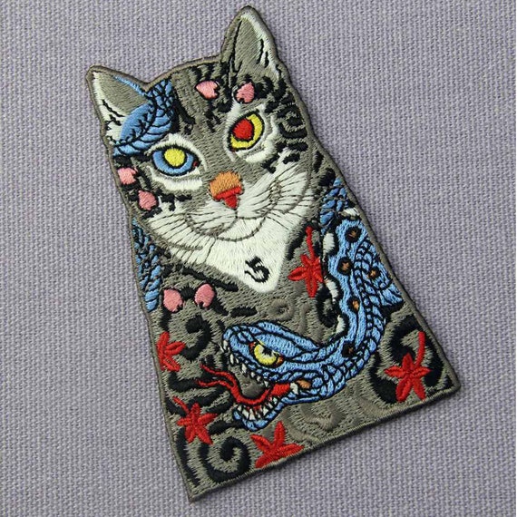 Bestickter Aufnäher 'Schlange Um Sonne & Mond' – 6,5 X 10 Cm, Zum Aufbügeln Oder Aufnähen