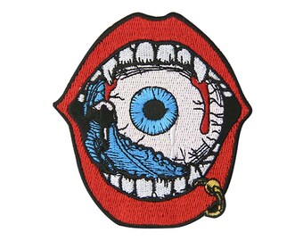 Eat Eyeball Embroidered Iron on Sew Patch Applique