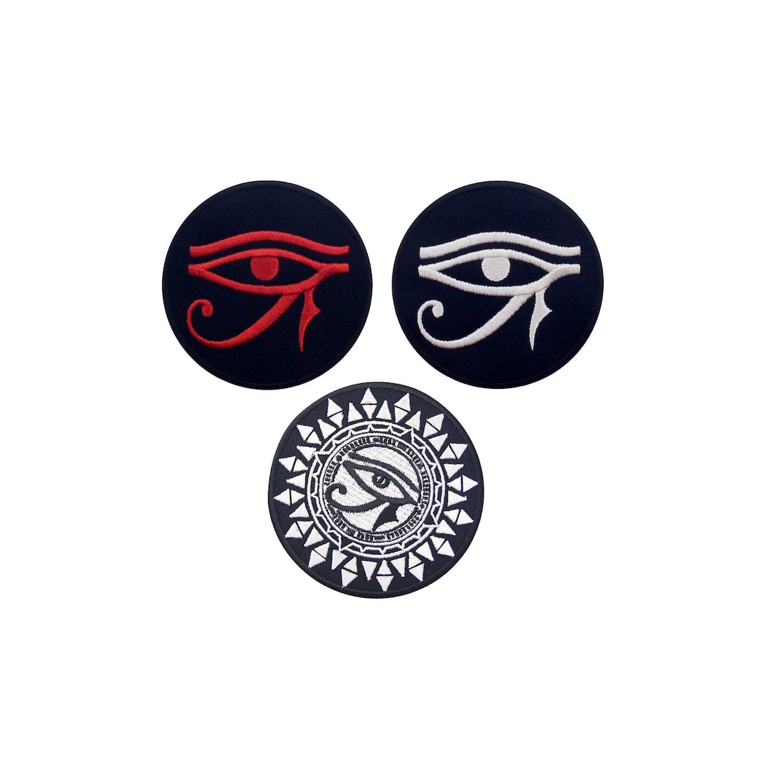 Pinsanity Eye Of Horus Iron-On Patch - 3.5 Inch Embroidered Egyptian Symbol Patch For Jackets & Bags