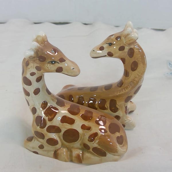 Vintage Salt and Pepper Shakers Giraffe Lying Down