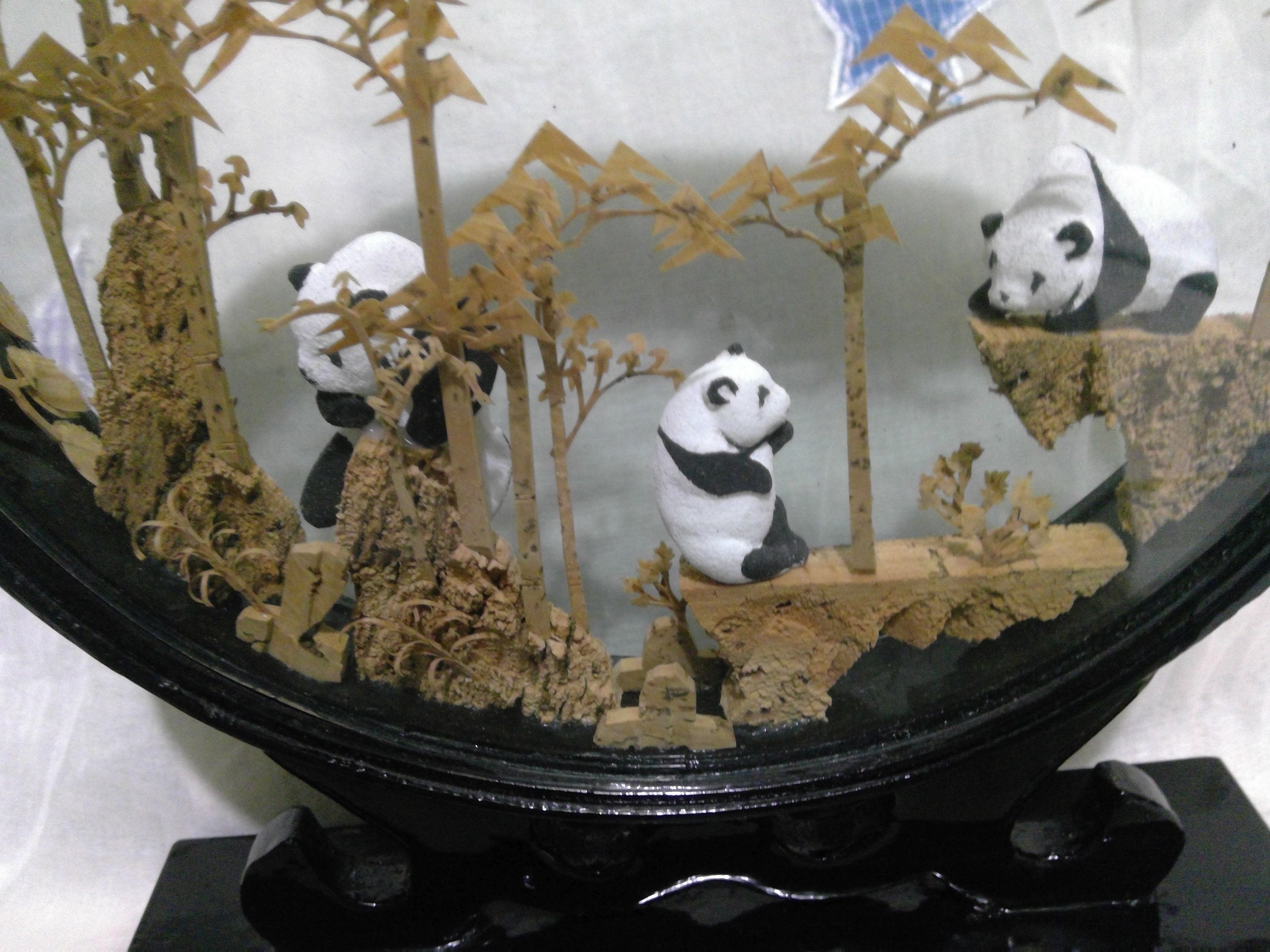 Vintage Chinese Panda Cork Diorama Art Etsy