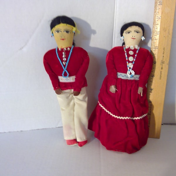 Antique Native American Navajo Man and Women Cloth Doll