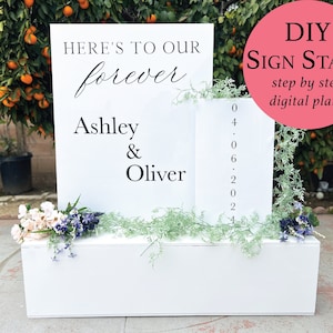 Downloadable Tutorial: DIY Acrylic Sign Stand, Wooden Base Box for Wedding Sign, Wedding Welcome Sign Stand, Acrylic Wedding Sign Stand, PDF